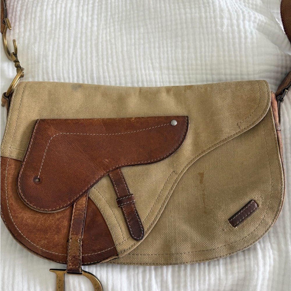 Christian Dior Saddle Messenger Tan and Brown Crossbody Bag 2002 Fall collection
